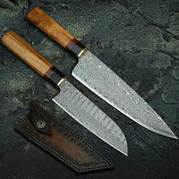 Custom Handmade Damascus Steel Blades Chef Knives Set