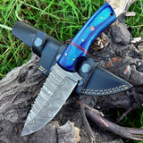 Custom Handmade Damascus Steel Skinning Hunting Knife