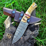 Custom Handmade Damascus Steel Hunting Knife