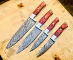 Custom Handmade Damascus Steel Kitchen Knives Set