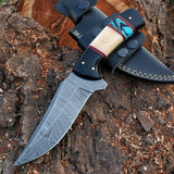 Custom Handmade Damascus Steel Hunting Knife