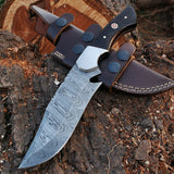 Fixed Blade Custom Handmade Damascus Steel Hunting Knife