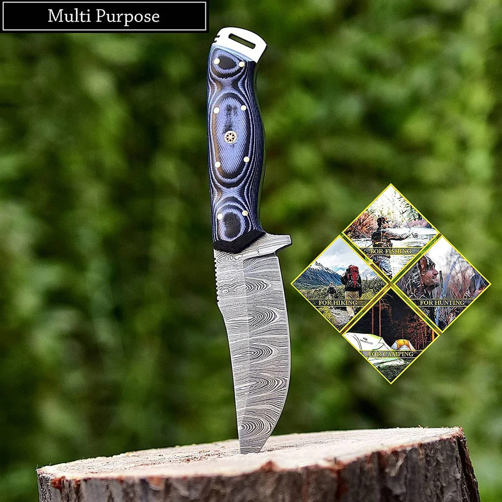 Custom Handmade Damascus Steel Hunting Skinning Knife KBS Knives Store