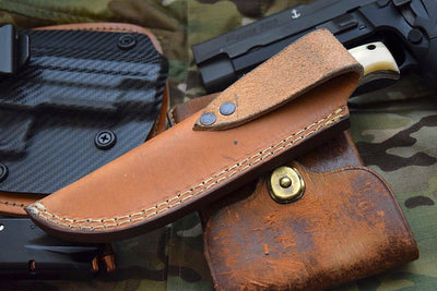 9 Inch ELK Skinning Knife with Leather Sheath by KBS Knives