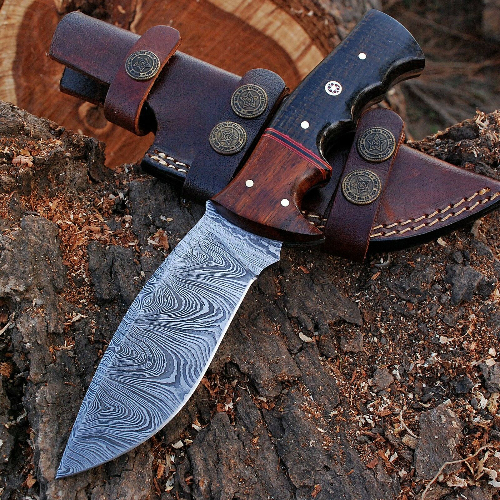 Premium Custom Damascus Steel Hunting and Camping Knife