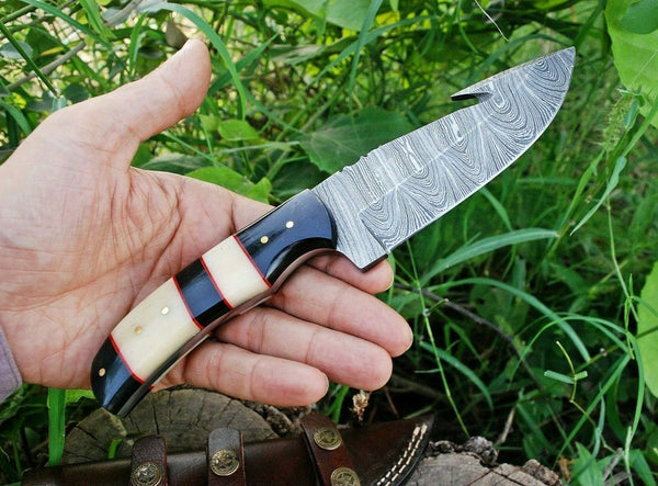 Custom Handmade Damascus Steel Guthook Skinning Knife – KBS Knives