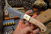 Damascus Steel Hunting Skinning Camping Knife