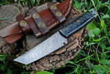 Custom Handmade Damascus Steel Tanto Hunting Knife