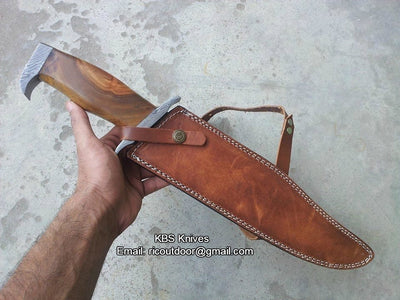 Custom Rambo Knife with Damascus Guards and Rosewood Handle

