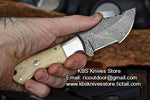 Custom Handcrafted Damascus Steel EDC Tracker Knife with Bone Handle and Steel Bolster