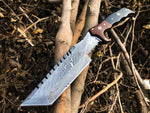 Custom Handcrafted Damascus Steel Tanto Tactical Tracker Knife with Buffalo Horn and Micarta Sheet Handle