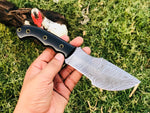 Custom Handcrafted Damascus Steel Tom Brown Tracker Knife with Buffalo Horn Handle