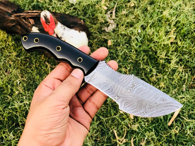 Custom Handcrafted Damascus Steel Tom Brown Tracker Knife with Buffalo Horn Handle