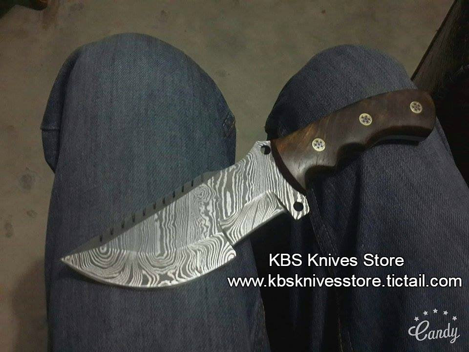 Custom Handcrafted Damascus Steel Tom Brown Tracker Knife with Burl Rosewood Handle
