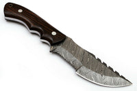 Custom Handcrafted Damascus Steel Tom Brown Tracker Knife with Rosewood Handle and Horizontal Leather Sheath
