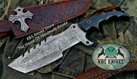 Custom Handcrafted Damascus Steel Tops Tanto Tactical Tracker Knife with Buffalo Horn Handle