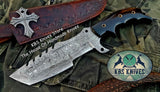 Custom Handcrafted Damascus Steel Tops Tanto Tactical Tracker Knife with Buffalo Horn Handle