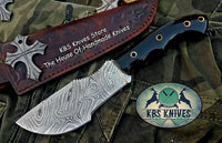 Custom Handcrafted Damascus Steel Tops Tom Brown Tracker Knife with Buffalo Horn Handle