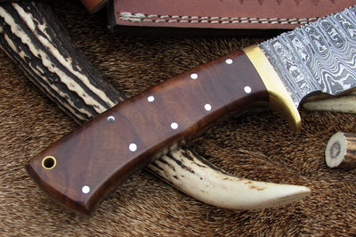 Custom Handcrafted Full Tang Bowie Knife with Rosewood Handle and Brass Guard