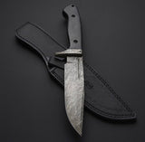 Custom Handmade Original Bowie Knife with Micarta G10 Handle and Damascus Guard
