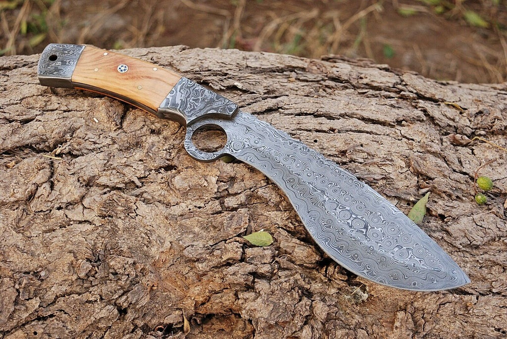 The best kukri knife in action during outdoor tasks like chopping wood.
