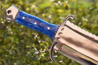 Elegant Full Tang Bowie Knife with Epoxy Resin Handle and Premium Leather Sheath