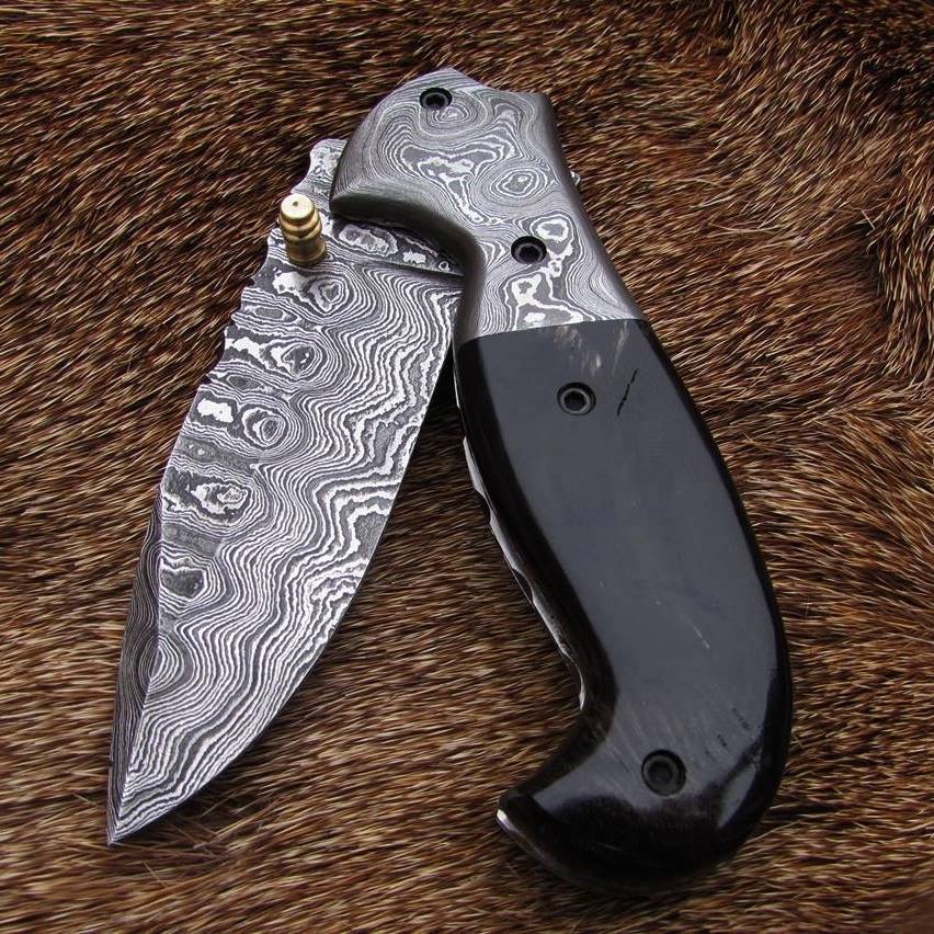 Everyday Carry Custom Handcrafted Damascus Steel Folding Pocket Knife – The Artisan Elite
