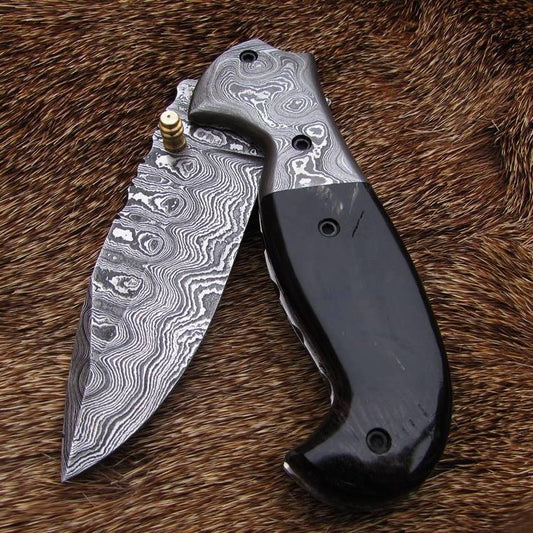 Everyday Carry Custom Handcrafted Damascus Steel Folding Pocket Knife – The Artisan Elite
