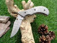 Everyday Carry Custom Handcrafted Damascus Steel Folding Pocket Knife – The Valiant
