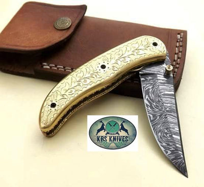 Everyday Carry Hand Engraved Damascus Steel Folding Pocket Knife – The Artisan

