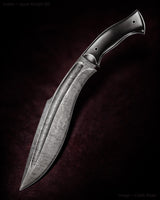 Best kukri with an 11-inch Damascus steel blade and black G10 handle.
