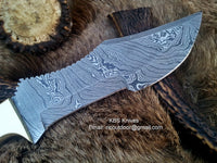 Full Tang Damascus Steel Tanto Blade Tracker Knife with Custom Leather Sheath