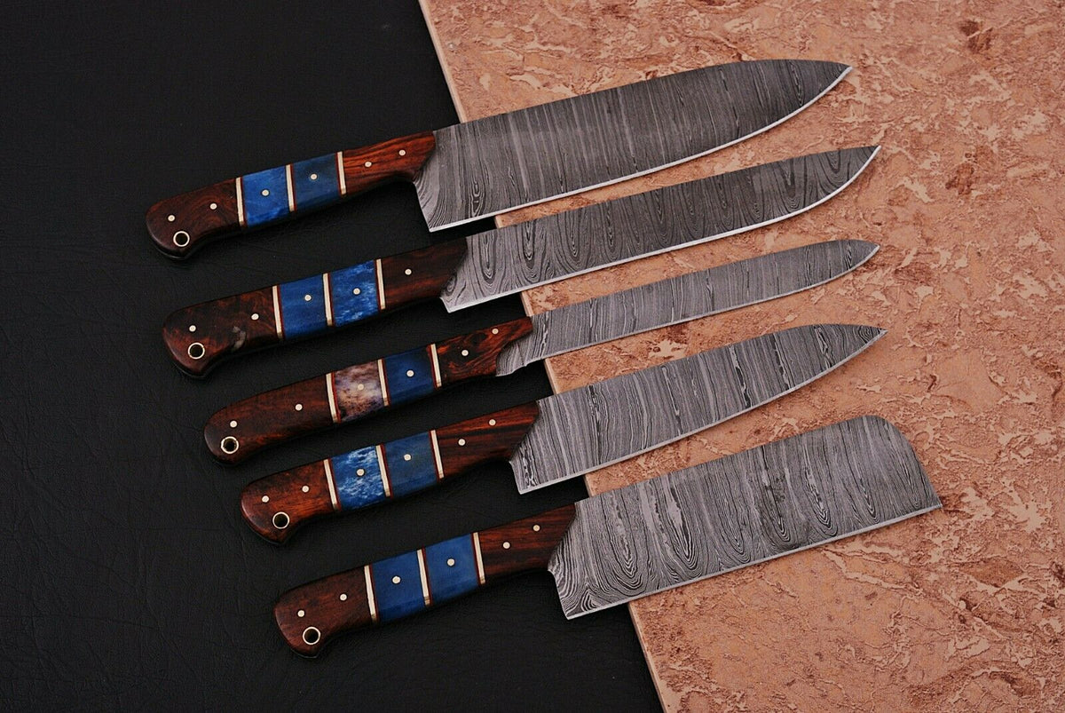 Damascus Kitchen Knives Set KBS Knives Store