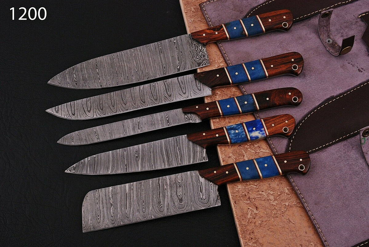 Damascus Kitchen Knives Set KBS Knives Store
