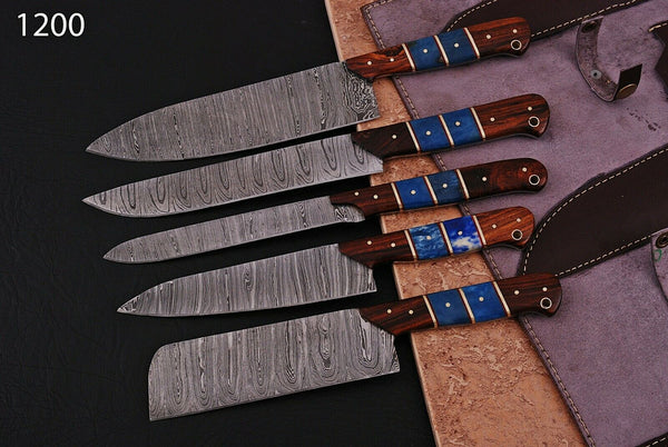 Damascus Kitchen Knives Set