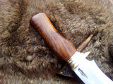 Handcrafted Hunting Bowie Knife with D2 Steel Blade and Leather Sheath