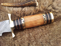 Handcrafted Steelstorm Bowie Knife with Damascus Blade and Premium Leather Sheath