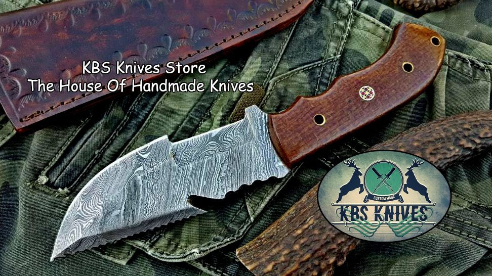Handcrafted Tops Tracker Knife with Canvas Micarta Handle and Horizontal Leather Sheath