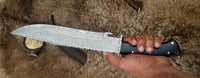 Handcrafted Wild Pig Hunter Bowie Knife with Raindrops Damascus Blade and Leather Sheath