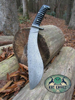 Handmade Raindrops Damascus Steel Gurkha Kukri with Buffalo Horn Handle and Leather Sheath.

