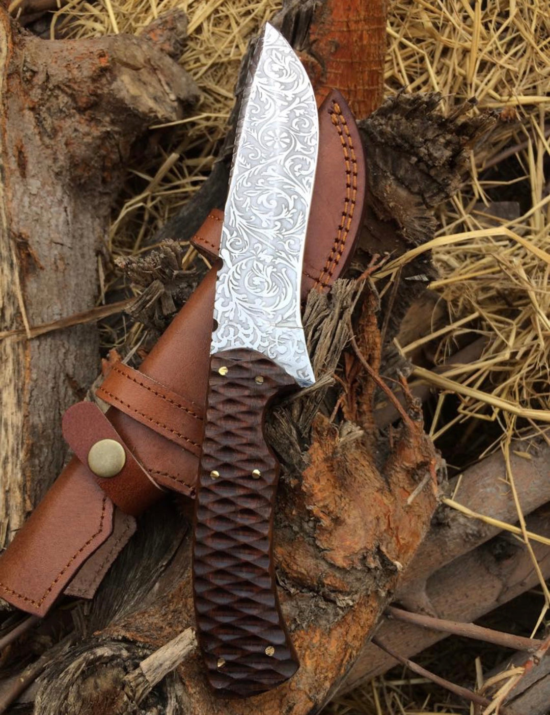 D2 Steel Engraved Hunting Knife KBS Knives Store
