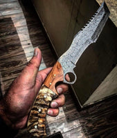 Raindrop Damascus Steel Finger Hole Tracker Knife