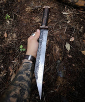 Custom Handmade Hand Forged 1095 Steel Viking Seax Knife with Rosewood Handle and Brass Guards by KBS Knives Store