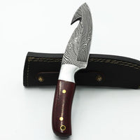 Damascus Steel Guthook Knife