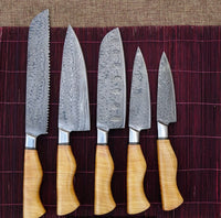 Custom Handmade Damascus Kitchen Set