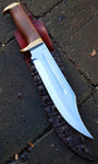Mick Bowie Knife with 1095 High Carbon Steel Blade and Wood Handle by KBS Knives