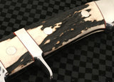 Pig Sticker Knife with Custom Handmade Full Tang D2 Steel Blade and Antler Horn Handle