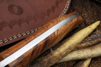 Premium Full Tang Hunter Bowie Knife with Olive Wood Handle and Brass Pipes