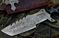 Tactical Damascus Steel Tracker Knife for Survival, Camping, and Combat