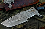 Tactical Damascus Steel Tracker Knife for Survival, Camping, and Combat